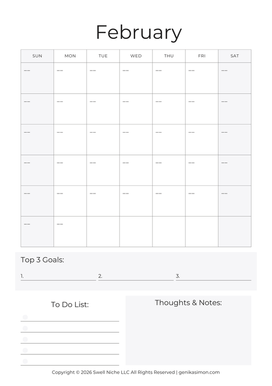 Monthly Budget Calendar (Printable)