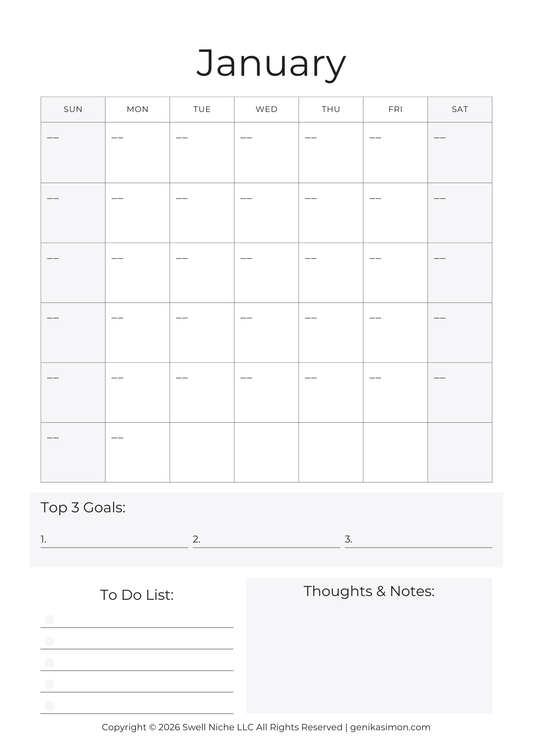 Monthly Budget Calendar (Printable)